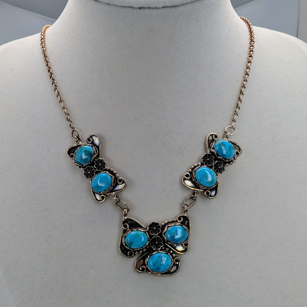 White Water Turquoise S925 Sterling Silver Southwest Style Necklace